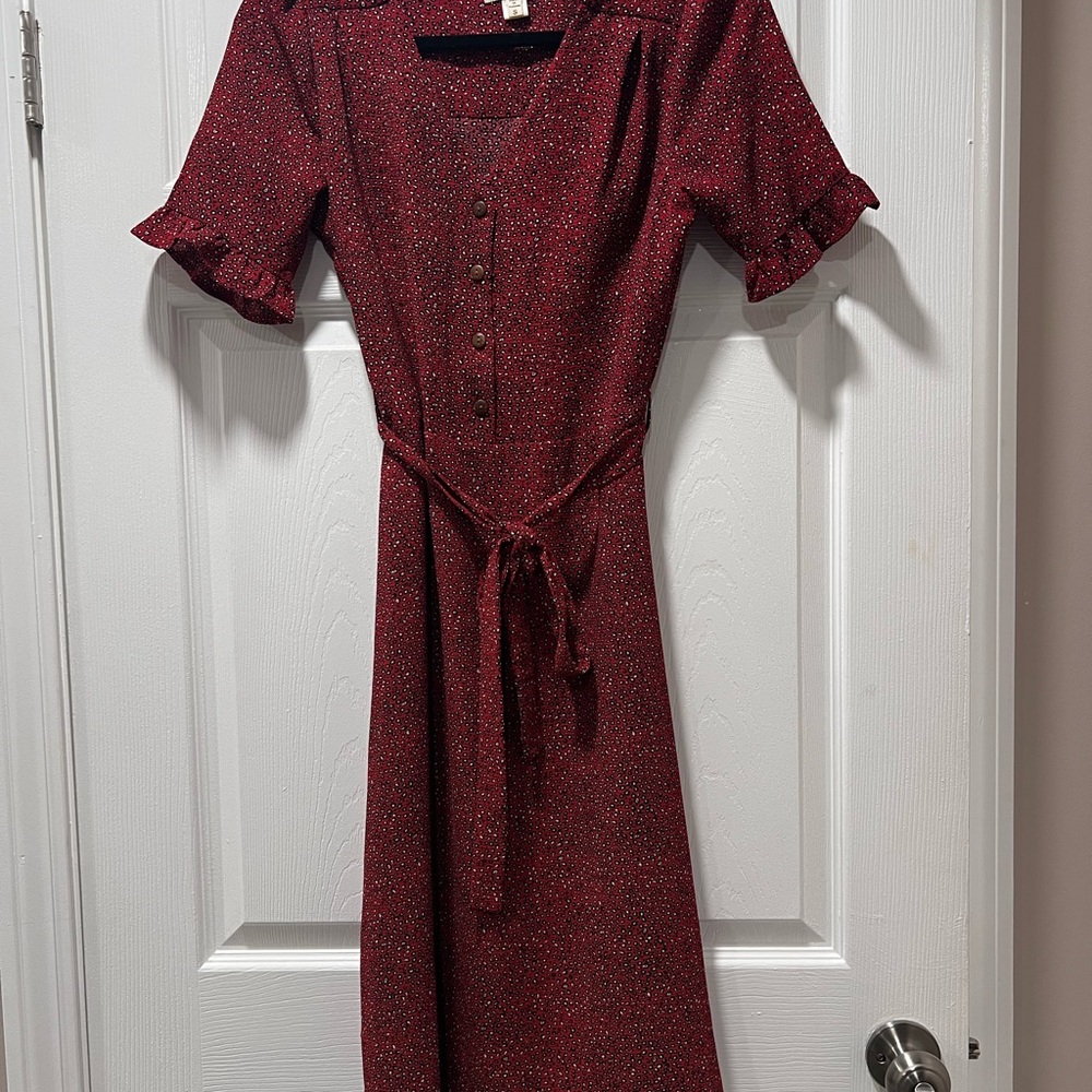 Elegant Red Button-Down Dress